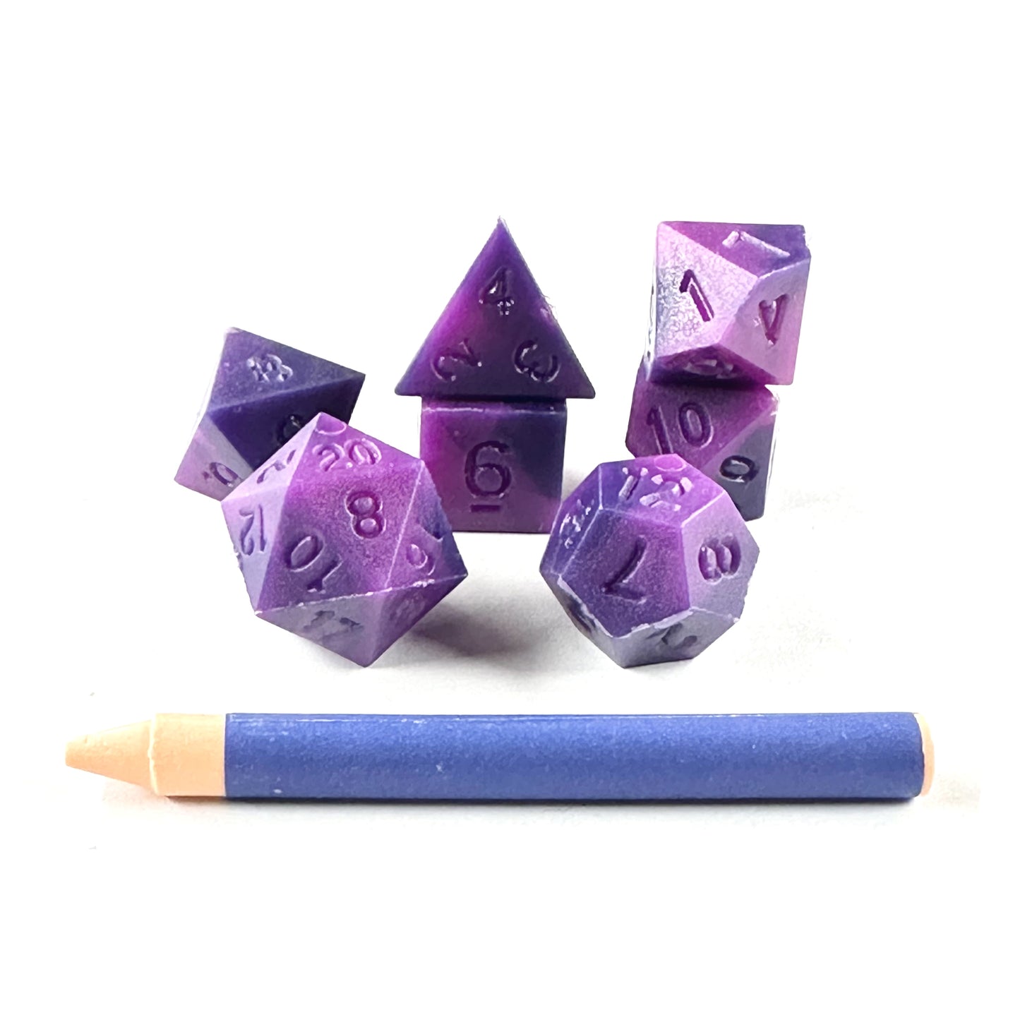 Advanced Dice & Crayon Polyhedral Dice Set (purple/blue swirl)