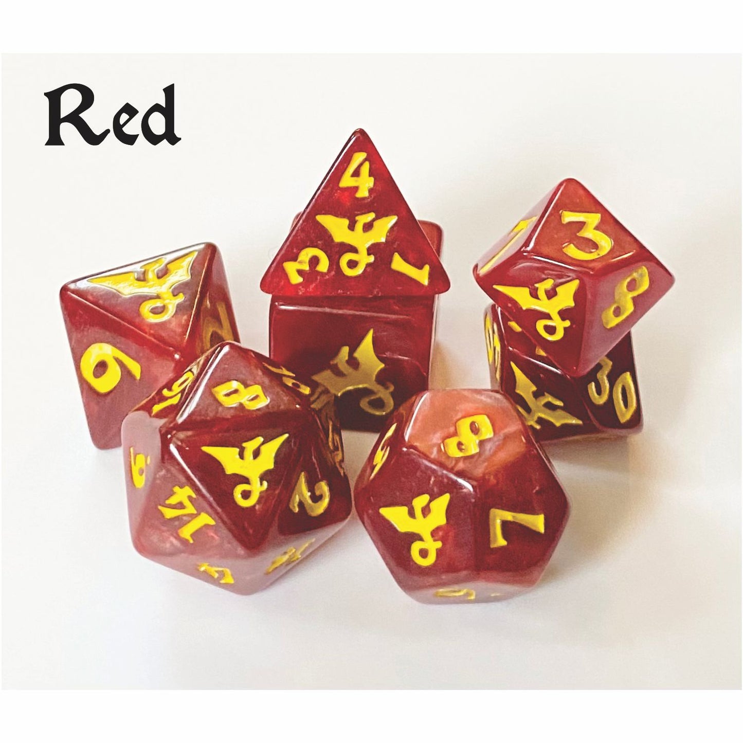 Swirl Dragon Red Polyhedral Dice Set