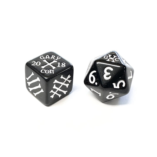 2018: Gary Con 10th Anniversary d6/d20 (black and white - 19mm)