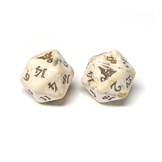 2019: Original Dracolich d20 w/faded brown ink (sized to 19mm d6)