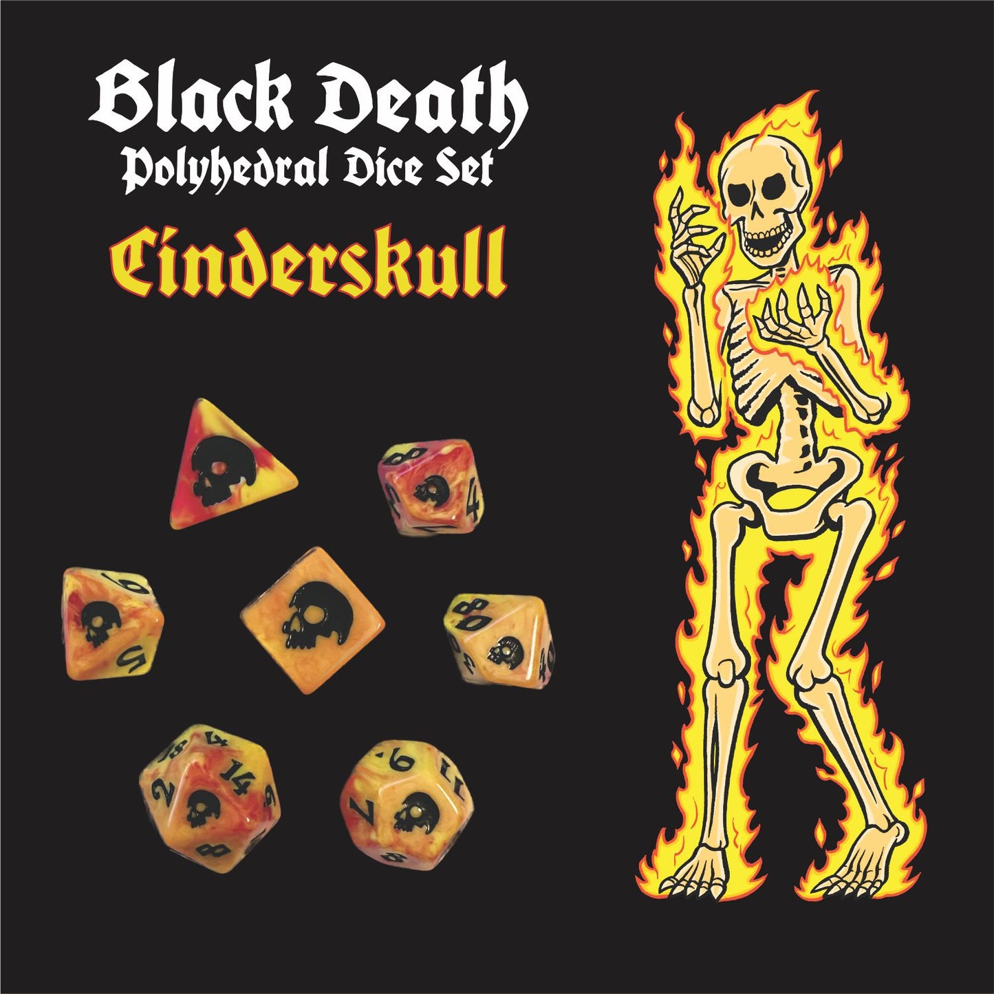 Black Death Cinderskull Polyhedral Dice Set