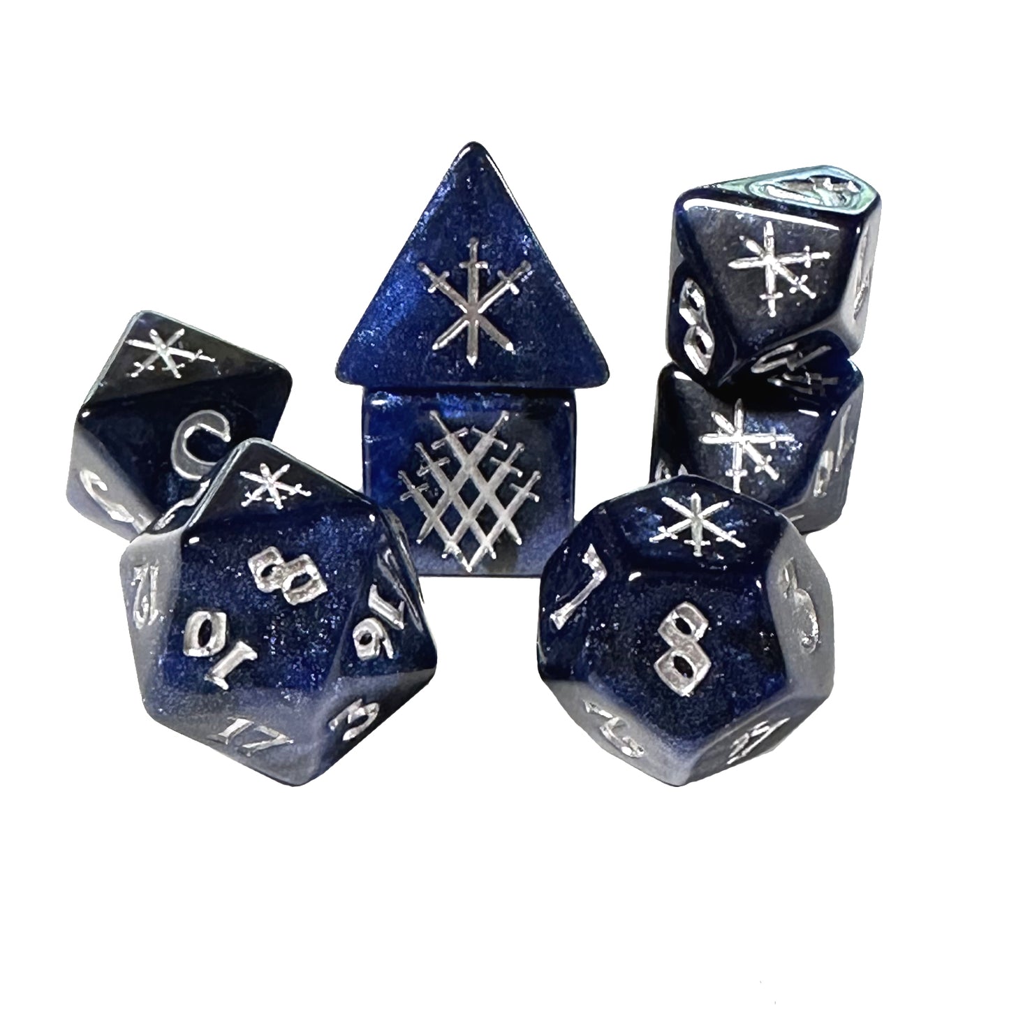 Knight's Blades Blue Knight Polyhedral Dice Set