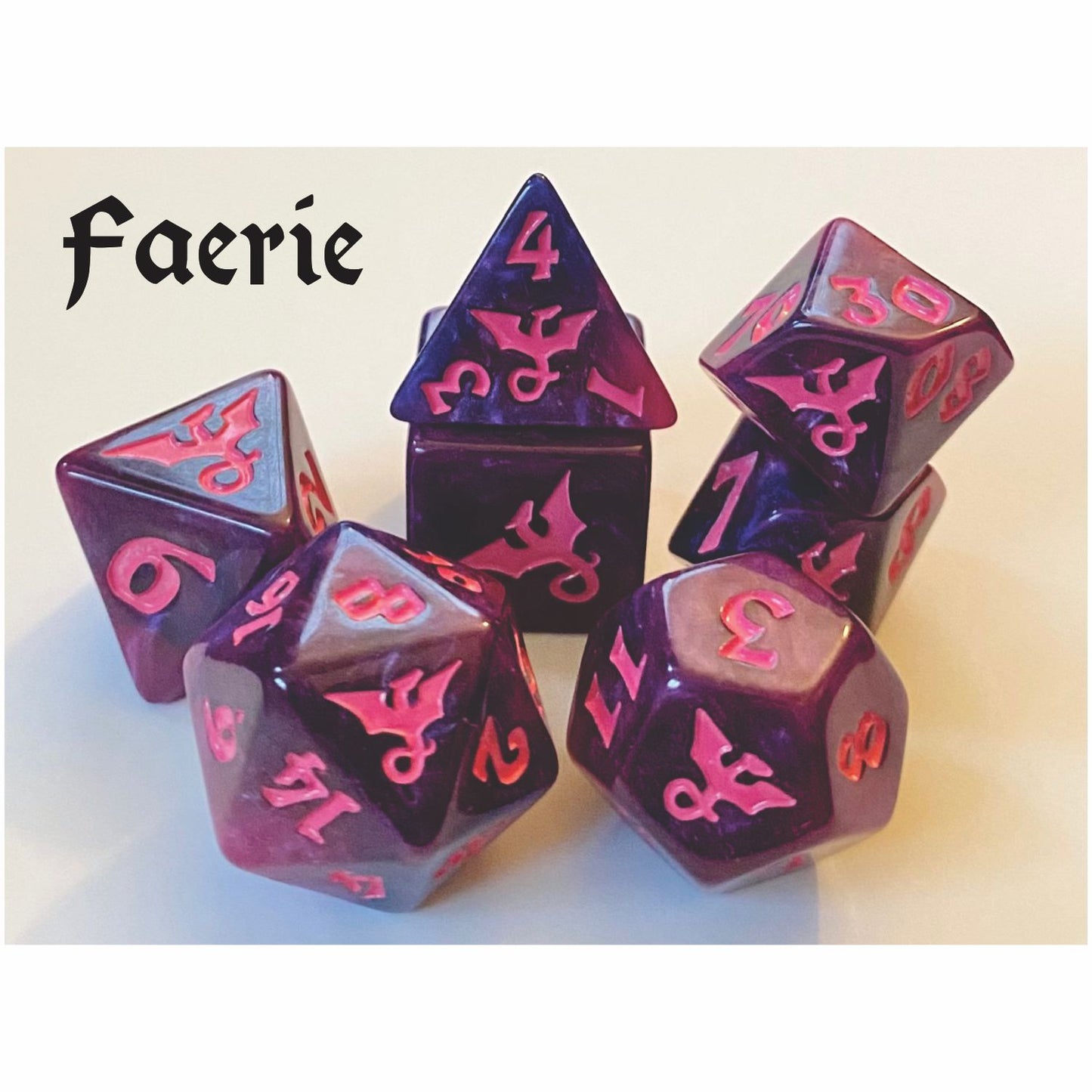 Swirl Dragon Faerie Polyhedral Dice Set