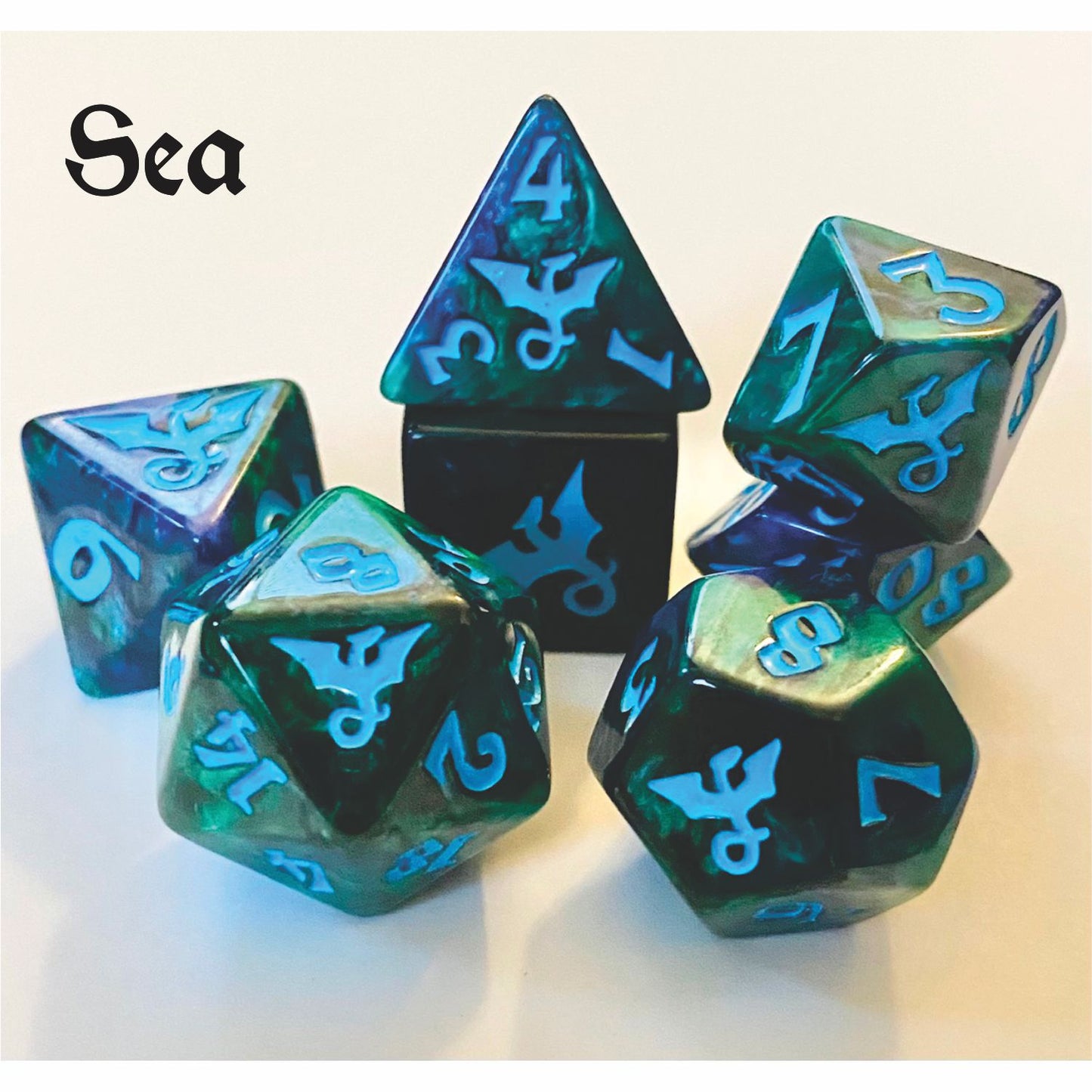 Swirl Dragon Sea Polyhedral Dice Set