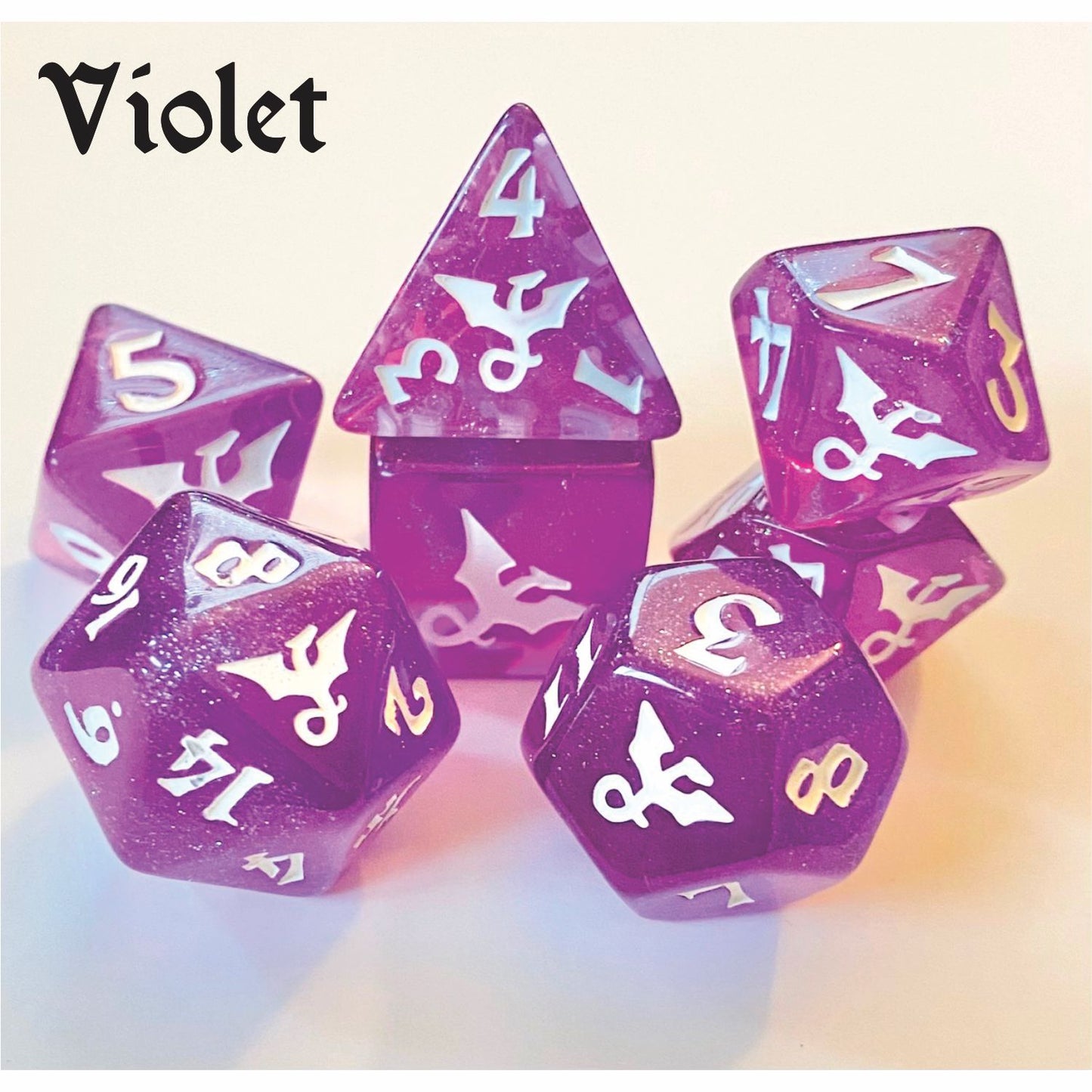 Glitter Dragon Violet Polyhedral Dice Set