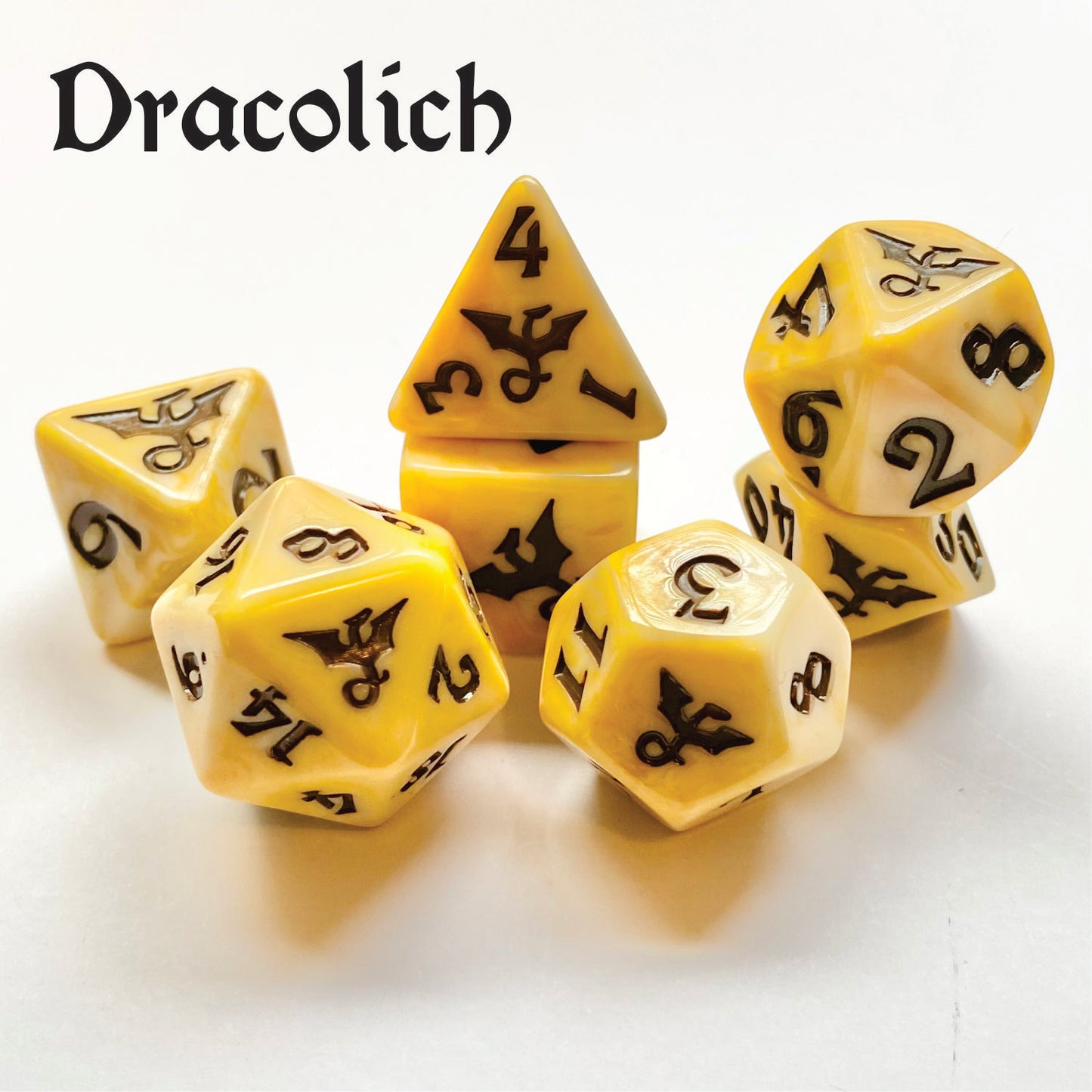 Swirl Dragon Dracolich Polyhedral Dice Set