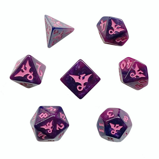 Swirl Dragon Faerie Polyhedral Dice Set