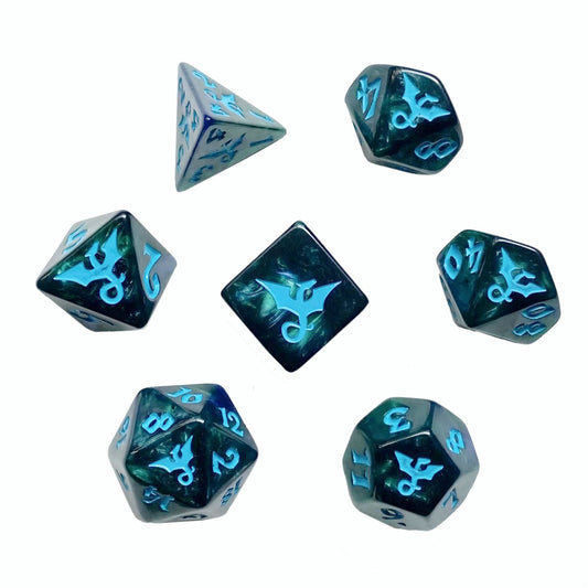 Swirl Dragon Sea Polyhedral Dice Set