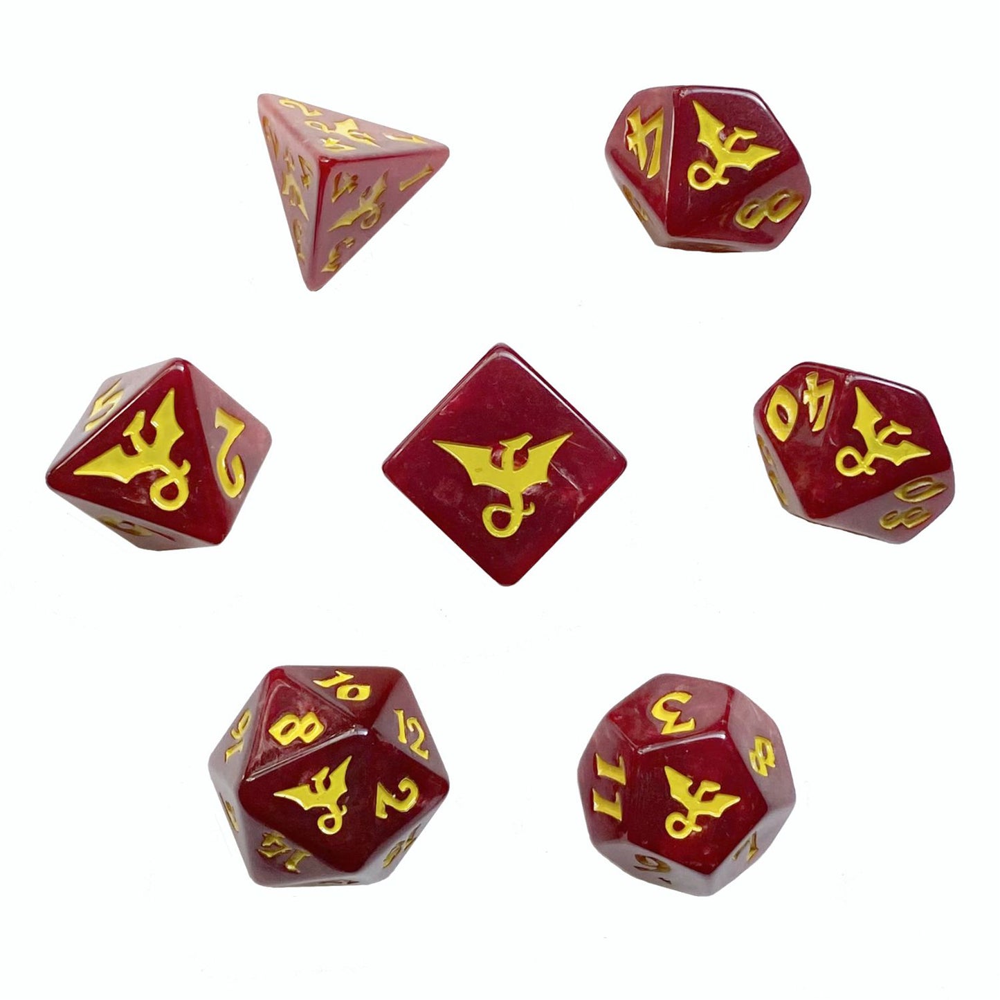 Swirl Dragon Red Polyhedral Dice Set