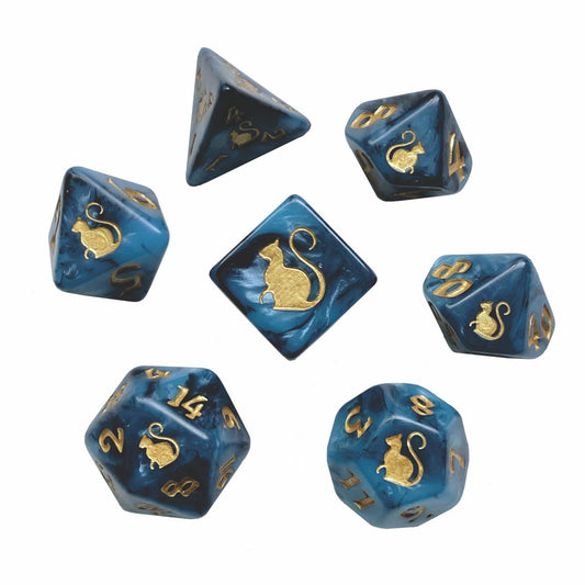 Kitty Clacks® Bast Polyhedral Dice Set