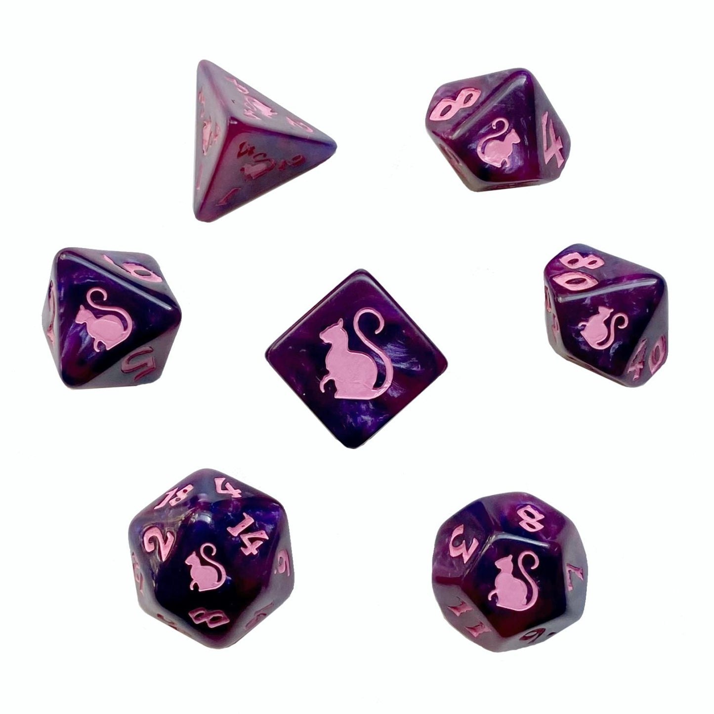 Kitty Clacks® Cheshire Polyhedral Dice Set