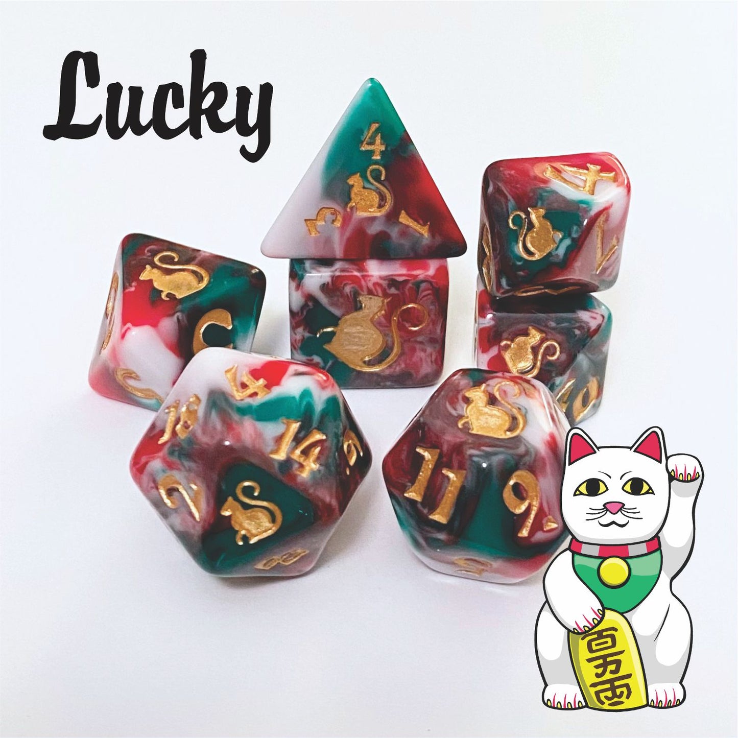 Kitty Clacks® Lucky Polyhedral Dice Set