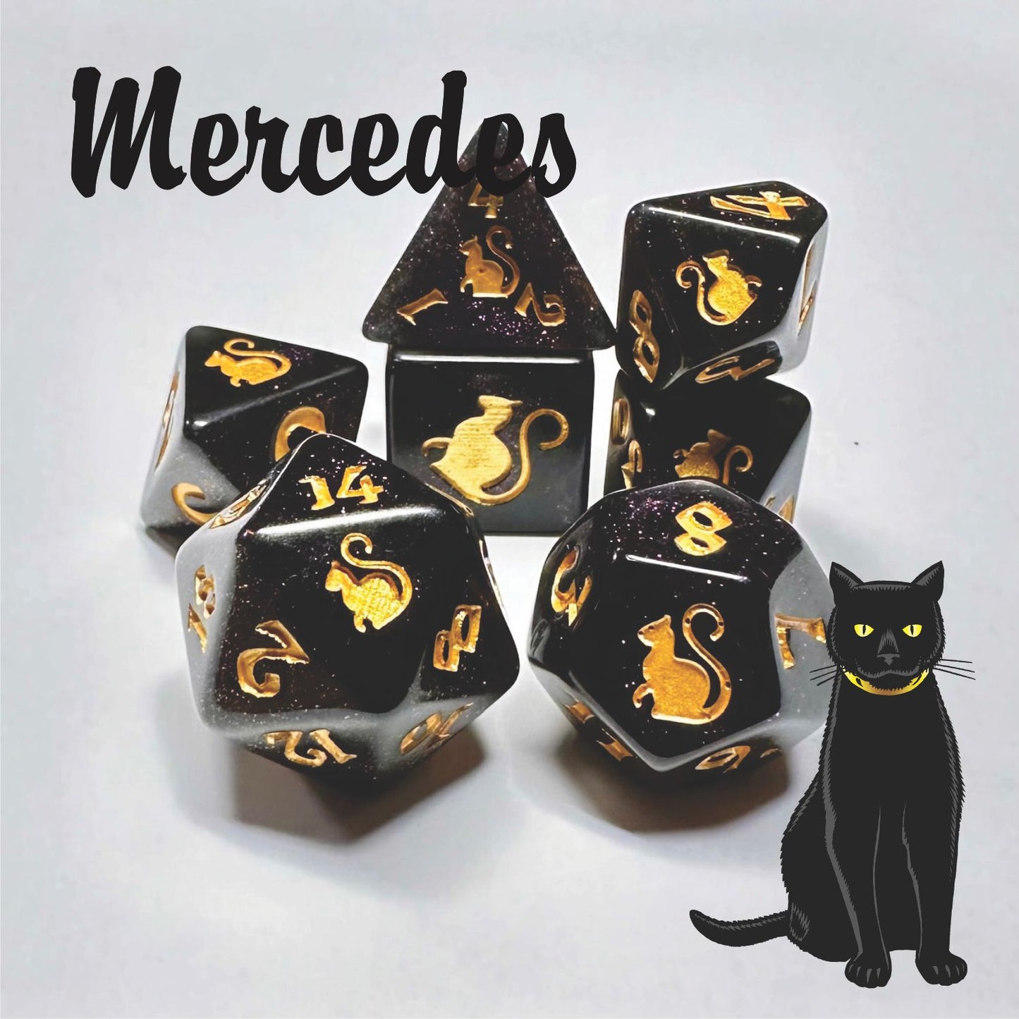 Kitty Clacks® Mercedes Polyhedral Dice Set