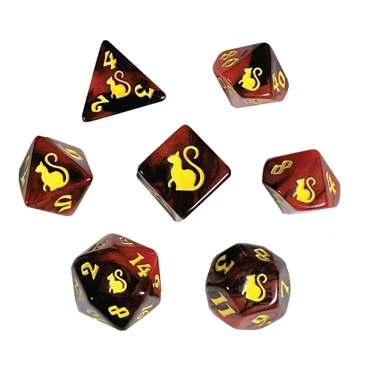 Kitty Clacks® Lucipurr Polyhedral Dice Set