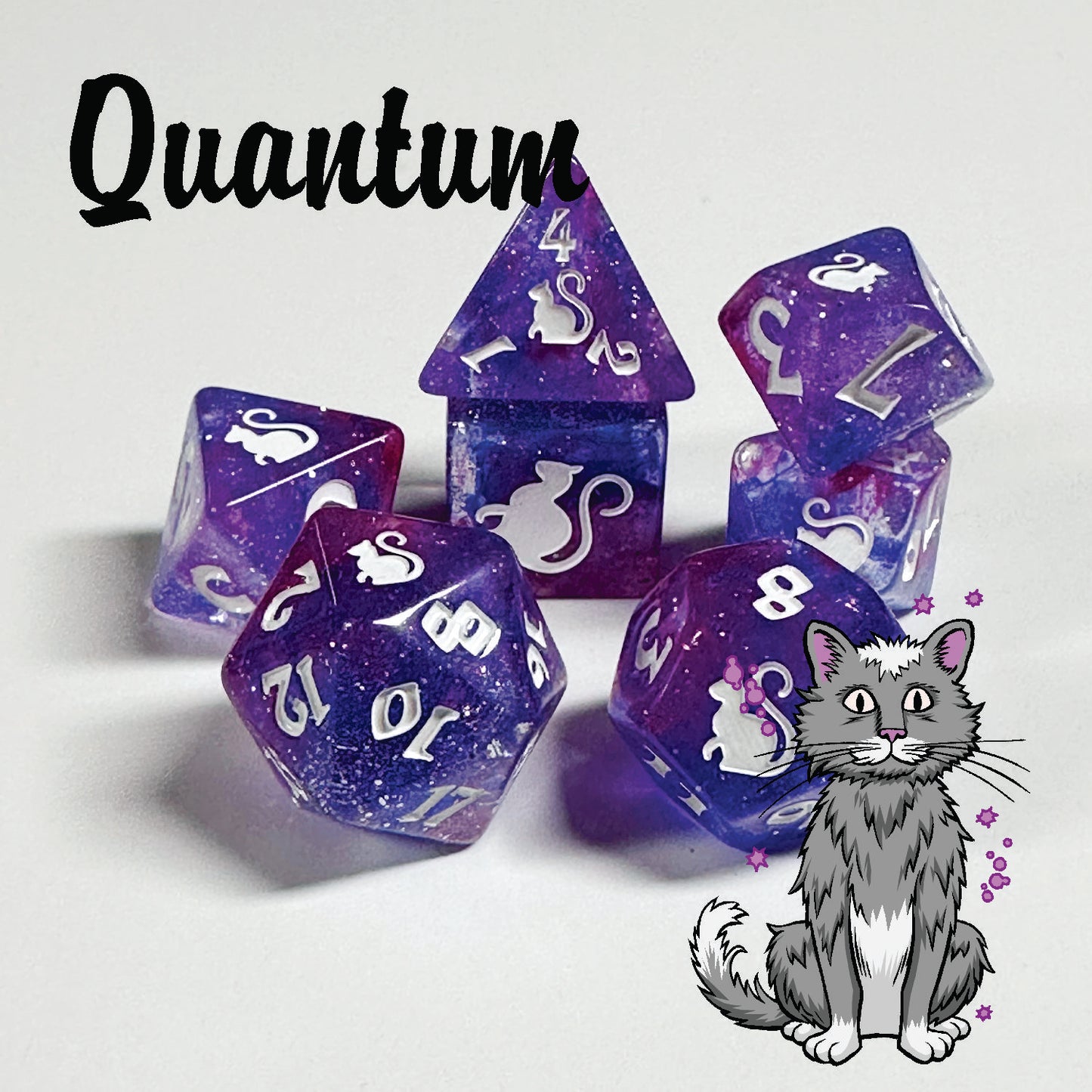 Kitty Clacks® Quantum Polyhedral Dice Set