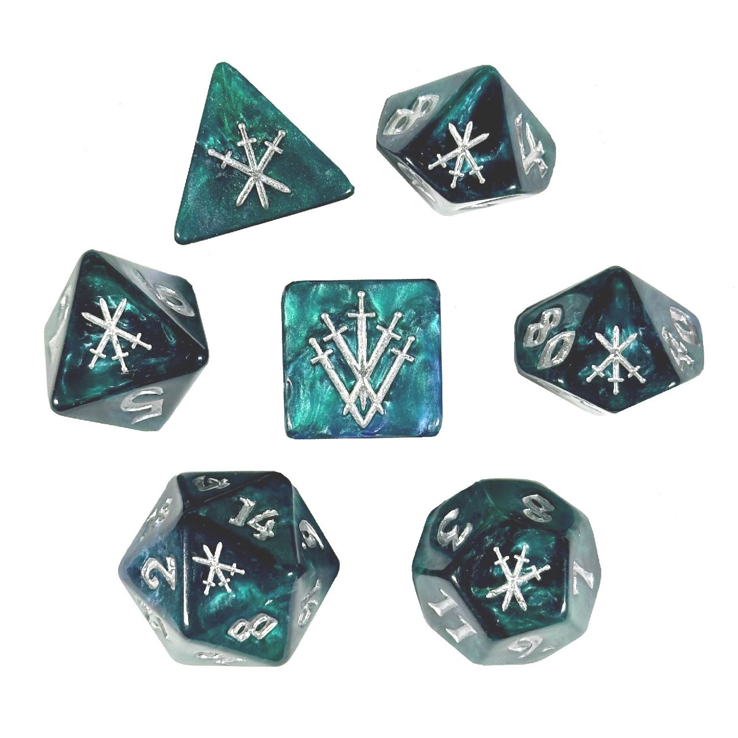 Knight's Blades Polyhedral Dice Set